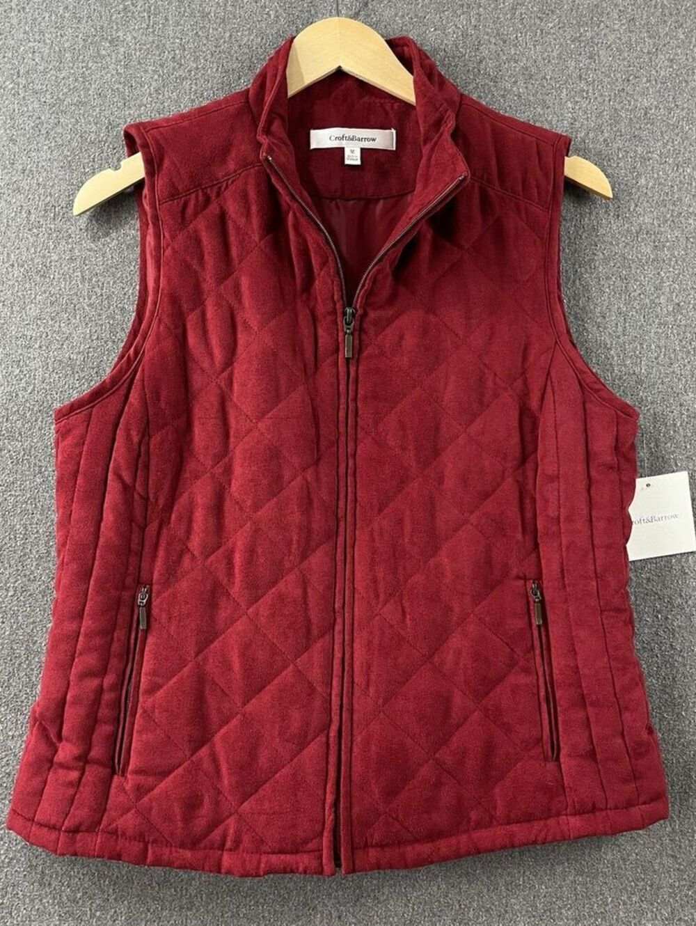 NWT Croft & Barrow Women’s Quilted Vest Red Full Zip Sleeveless Size M